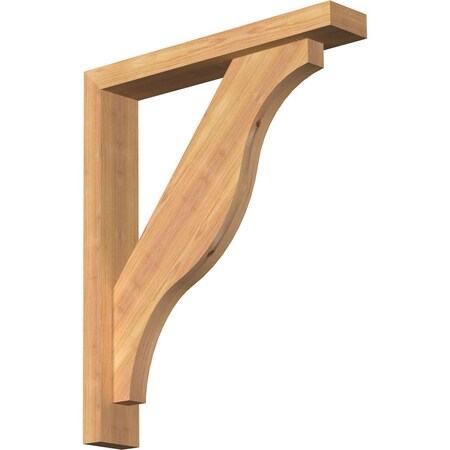 Ekena Millwork Funston Block Smooth Bracket w/ Offset Brace, Western Red Cedar, 3 1/2"W x 20"D x 24"H BKT0402X20X24FST05SWR